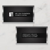 Carte De Visite Arrière - plan de carreaux noirs | Frontière métal (Devant / Derrière)