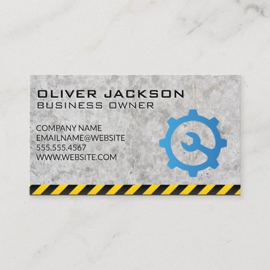 Carte De Visite Arrière - plan de ciment | Logo de l'engrenage à c (Devant)