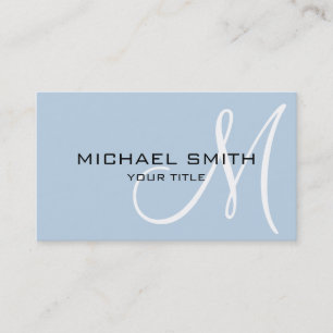 Carte De Visite Arrière - plan de couleur bleu Monogram Beau