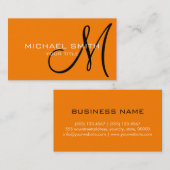 Carte De Visite arrière - plan de couleur orange monogramme (Devant / Derrière)