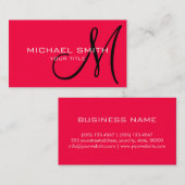 Carte De Visite Arrière - plan de couleur rose américain Monogramm (Devant / Derrière)