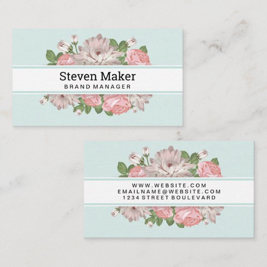 Carte De Visite Arrière - plan de fleurs (Devant / Derrière)