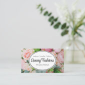 Carte De Visite Arrière - plan de fleurs roses (Debout devant)