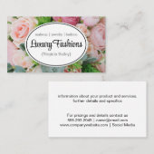 Carte De Visite Arrière - plan de fleurs roses (Devant / Derrière)