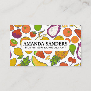 Carte De Visite Arrière - plan de fruits Nutrition