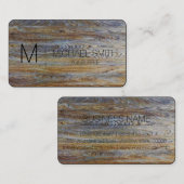 Carte De Visite Arrière - plan de grain de bois Monogramme #3 (Devant / Derrière)