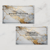 Carte De Visite Arrière - plan de luxe en marbre or blanc (Devant / Derrière)