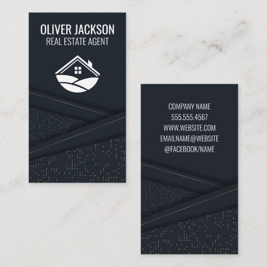 Carte De Visite Arrière - plan de panneau Abstrait foncé | Logo de (Devant / Derrière)