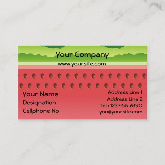 Carte De Visite Arrière - plan de pastèque horizontal (Devant)