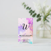 Carte De Visite Arrière - plan de peinture aquarelle | Monogramme (Debout devant)