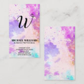 Carte De Visite Arrière - plan de peinture aquarelle | Monogramme (Devant / Derrière)