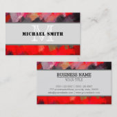 Carte De Visite Arrière - plan de peinture rouge Abstrait Monogram (Devant / Derrière)