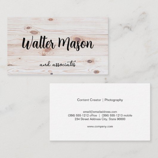 Carte De Visite Arrière - plan de planches à bois (Devant / Derrière)