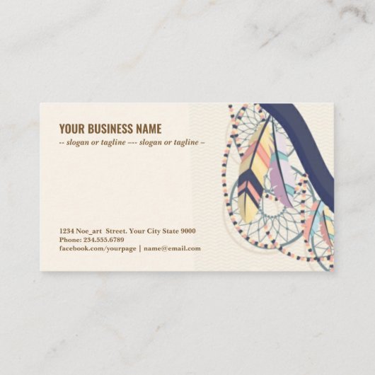 Carte De Visite arrière - plan de style Boho (Dos)