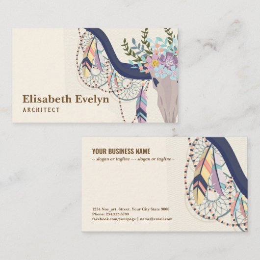 Carte De Visite arrière - plan de style Boho (Devant / Derrière)