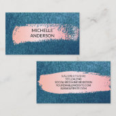 Carte De Visite Arrière - plan de texture bleue | Brossé rose (Devant / Derrière)