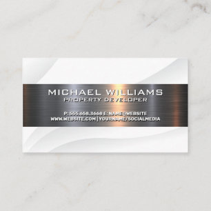 Carte De Visite Arrière - plan de texture brillante en métal blanc