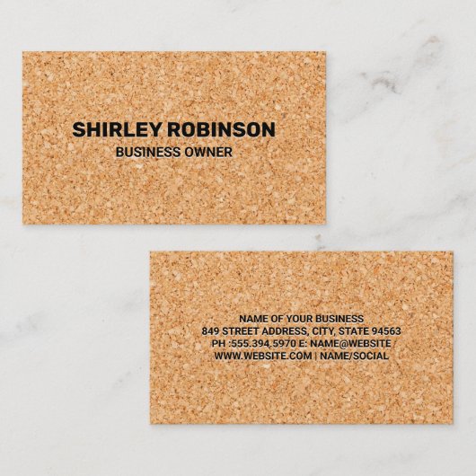 Carte De Visite Arrière - plan de texture de liège (Devant / Derrière)