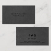 Carte De Visite Arrière - plan de texture en cuir foncé gris (Devant / Derrière)
