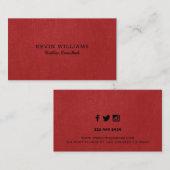 Carte De Visite Arrière - plan de texture en faux cuir rouge (Devant / Derrière)