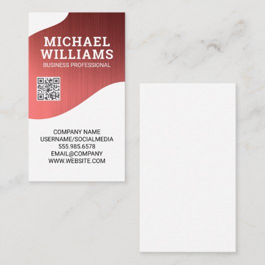 Carte De Visite Arrière - plan de texture métallique | Code QR (Devant / Derrière)