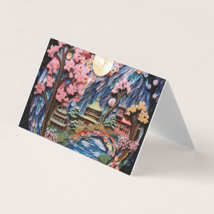 Carte De Visite Arrière - plan d'effet Jardin 3D japonais