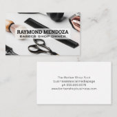 Carte De Visite Arrière - plan des accessoires de barbier et de ra (Devant / Derrière)