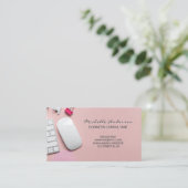 Carte De Visite Arrière - plan d'espace bureau rose (Debout devant)