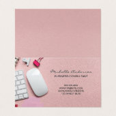 Carte De Visite Arrière - plan d'espace bureau rose (Extérieur déplié)