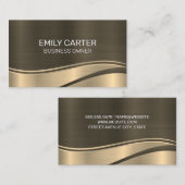 Carte De Visite Arrière - plan d'onde dorée métallique (Devant / Derrière)