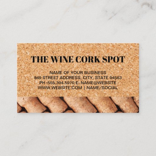 Carte De Visite Arrière - plan du Cork Board | Vins Corks (Devant)
