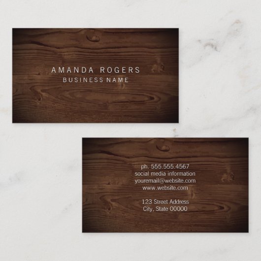 Carte De Visite Arrière - plan du grain de bois (Devant / Derrière)