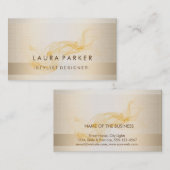 Carte De Visite Arrière - plan élégant de feuille d'or de parties (Devant / Derrière)