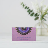 Carte De Visite Arrière - plan élégant de pourpre de yoga de logo (Debout devant)