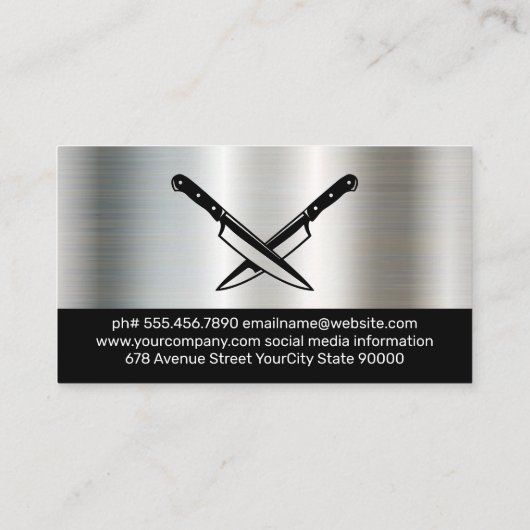 Carte De Visite Arrière - plan en acier inoxydable | Couteaux croi (Dos)