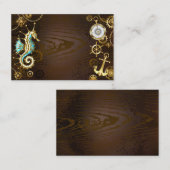 Carte De Visite Arrière - plan en bois avec cheval de mer mécaniqu (Devant / Derrière)