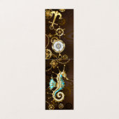 Carte De Visite Arrière - plan en bois avec cheval de mer mécaniqu (Extérieur déplié)