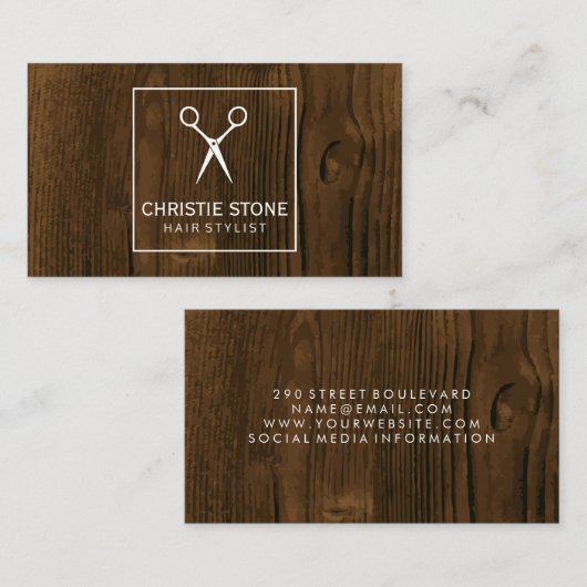 Carte De Visite Arrière - plan en bois ciseaux (Devant / Derrière)