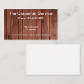 Carte De Visite Arrière - plan en bois de charpentier (Devant / Derrière)