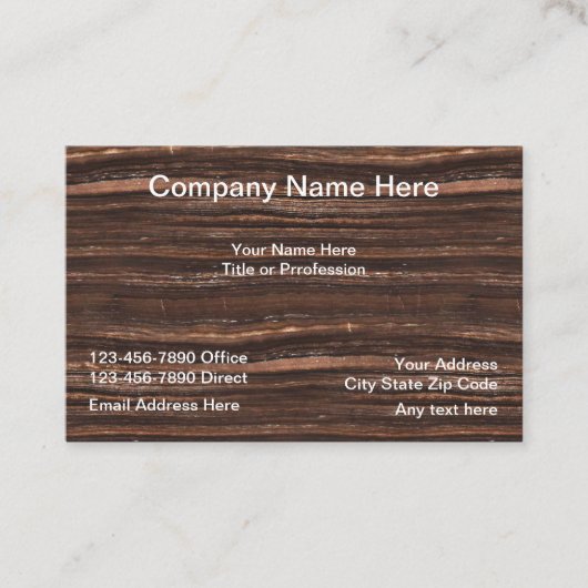 Carte De Visite Arrière - plan en bois professionnel (Devant)