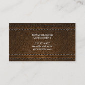 Carte De Visite Arrière - plan en cuir Brown double pointillé (Dos)