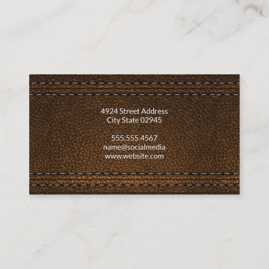 Carte De Visite Arrière - plan en cuir Brown double pointillé (Dos)