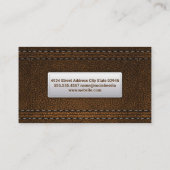 Carte De Visite Arrière - plan en cuir Brown double pointillé (Dos)