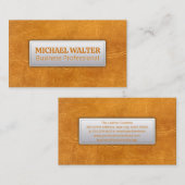 Carte De Visite Arrière - plan en cuir Brown léger (Devant / Derrière)