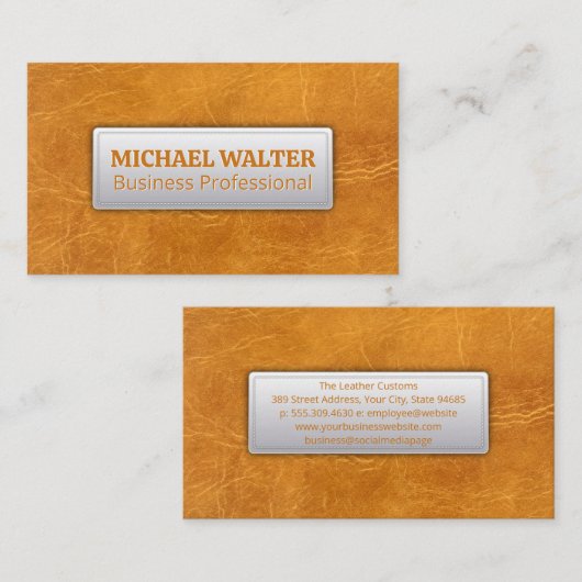 Carte De Visite Arrière - plan en cuir Brown léger (Devant / Derrière)