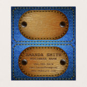 Carte De Visite Arrière - plan en cuir Denim (Extérieur déplié)