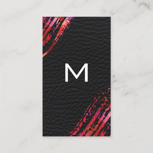 Carte De Visite Arrière - plan en cuir monogramme aquarelle (Devant)