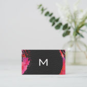 Carte De Visite Arrière - plan en cuir monogramme aquarelle (Debout devant)