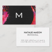 Carte De Visite Arrière - plan en cuir monogramme aquarelle (Devant / Derrière)