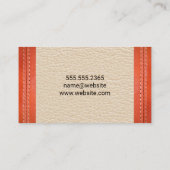 Carte De Visite Arrière - plan en cuir piqué en cuir orange (Dos)